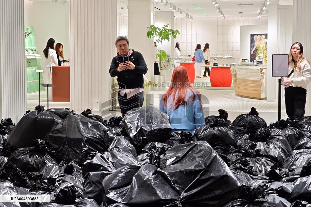 Art Installation "More Is More" Black Plastic Bags