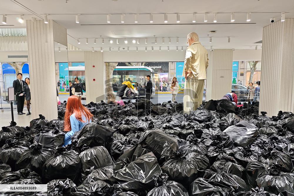 Art Installation "More Is More" Black Plastic Bags