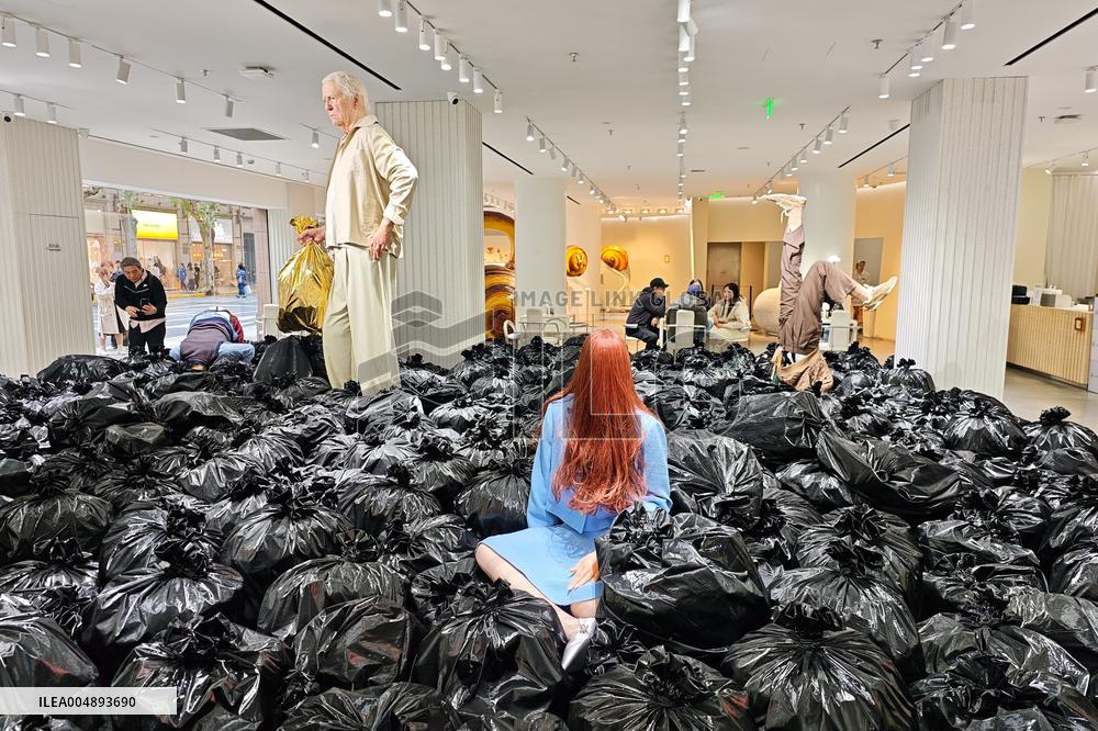 Art Installation "More Is More" Black Plastic Bags