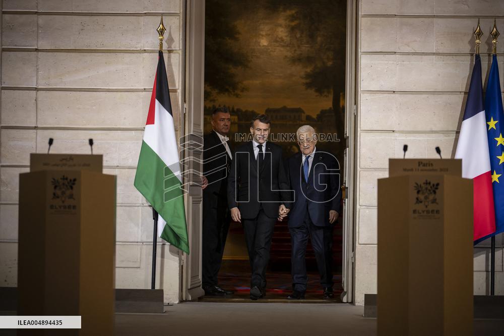 Macron and Mahmud Abbas Press Conf at Elysee Palace - Paris