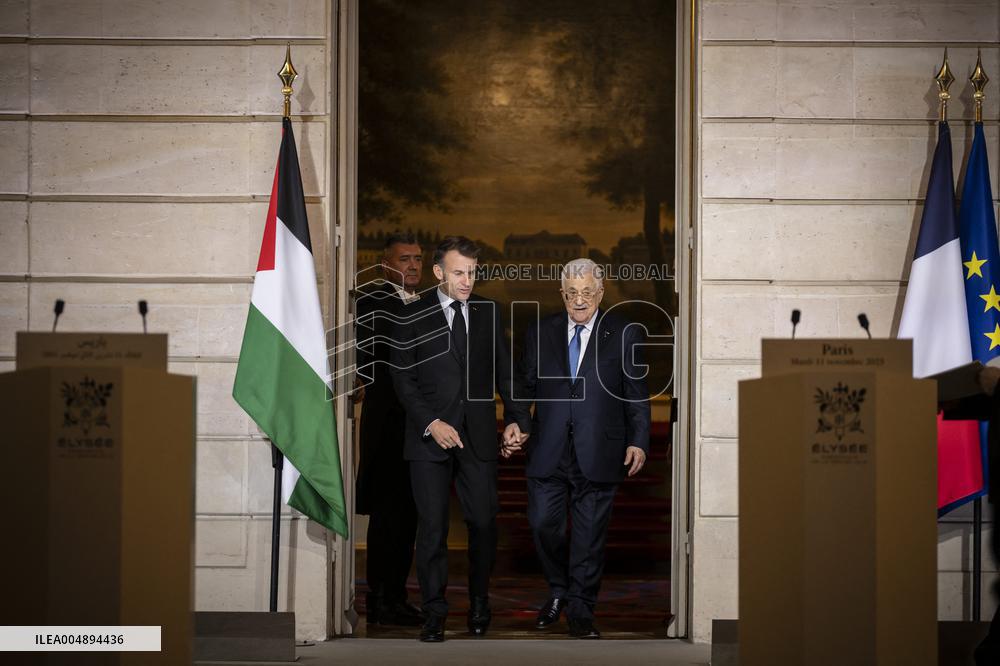 Macron and Mahmud Abbas Press Conf at Elysee Palace - Paris