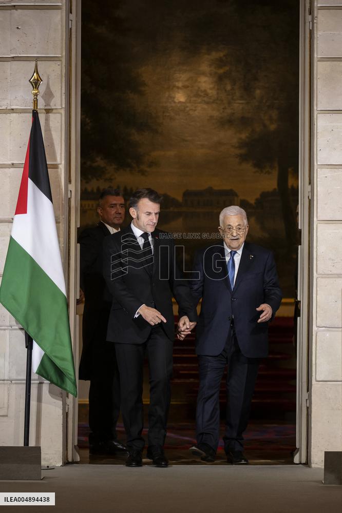 Macron and Mahmud Abbas Press Conf at Elysee Palace - Paris
