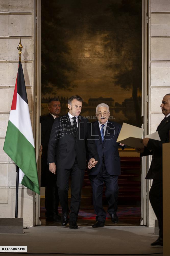 Macron and Mahmud Abbas Press Conf at Elysee Palace - Paris