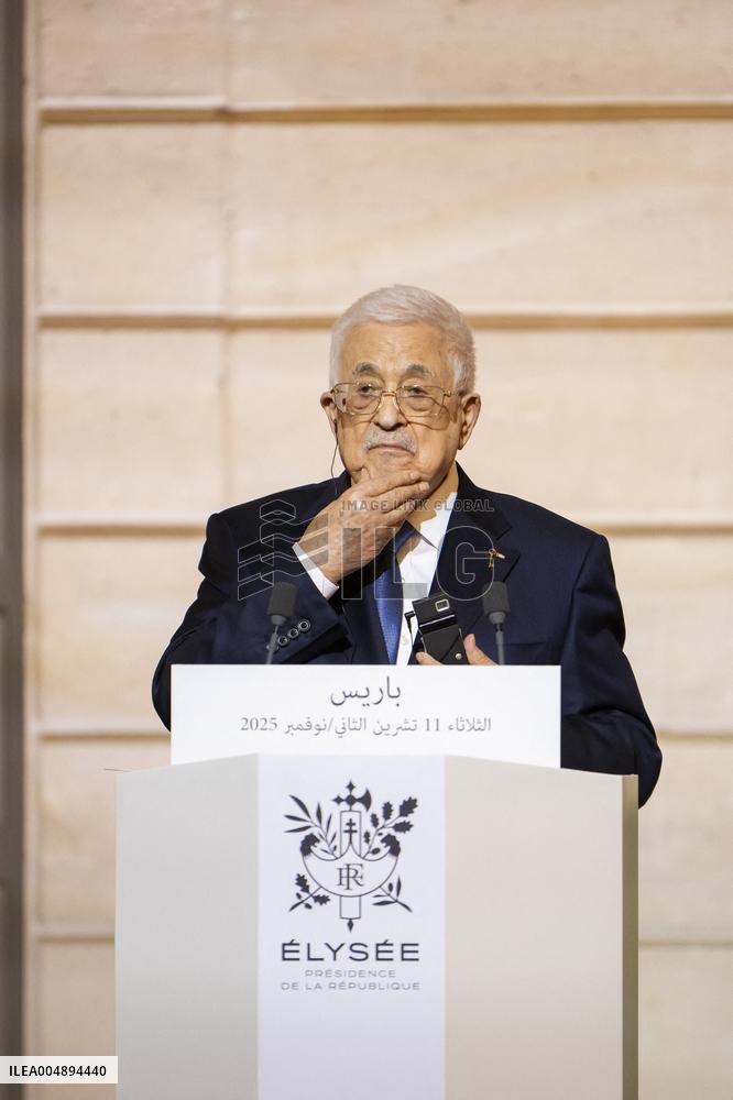 Macron and Mahmud Abbas Press Conf at Elysee Palace - Paris
