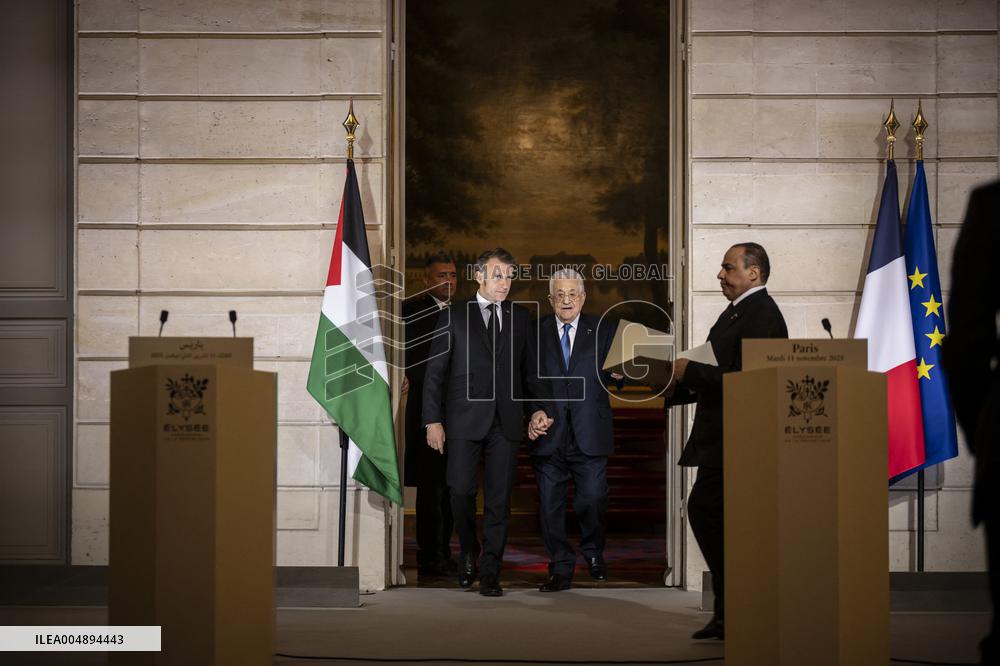Macron and Mahmud Abbas Press Conf at Elysee Palace - Paris