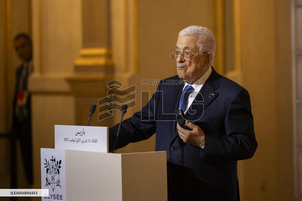 Macron and Mahmud Abbas Press Conf at Elysee Palace - Paris