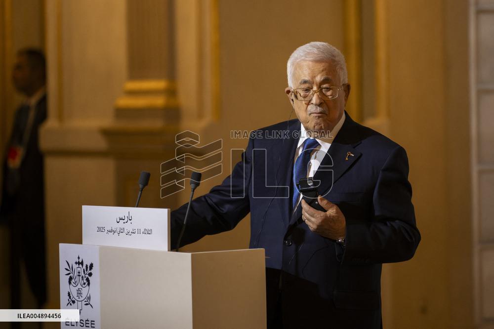 Macron and Mahmud Abbas Press Conf at Elysee Palace - Paris