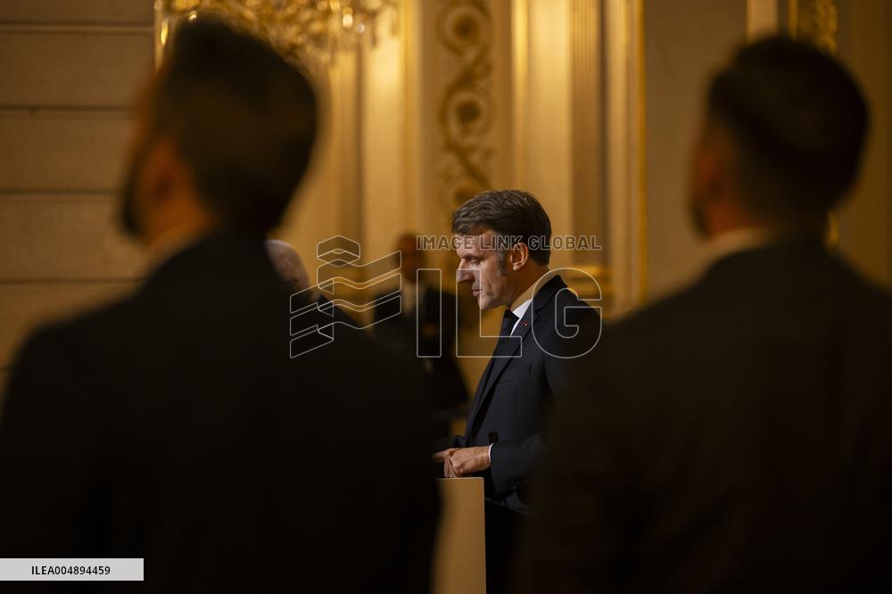 Macron and Mahmud Abbas Press Conf at Elysee Palace - Paris
