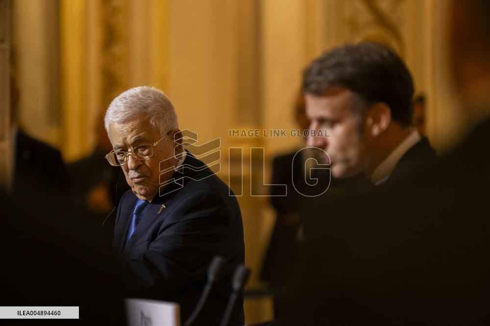 Macron and Mahmud Abbas Press Conf at Elysee Palace - Paris
