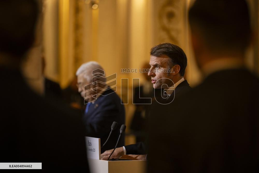 Macron and Mahmud Abbas Press Conf at Elysee Palace - Paris