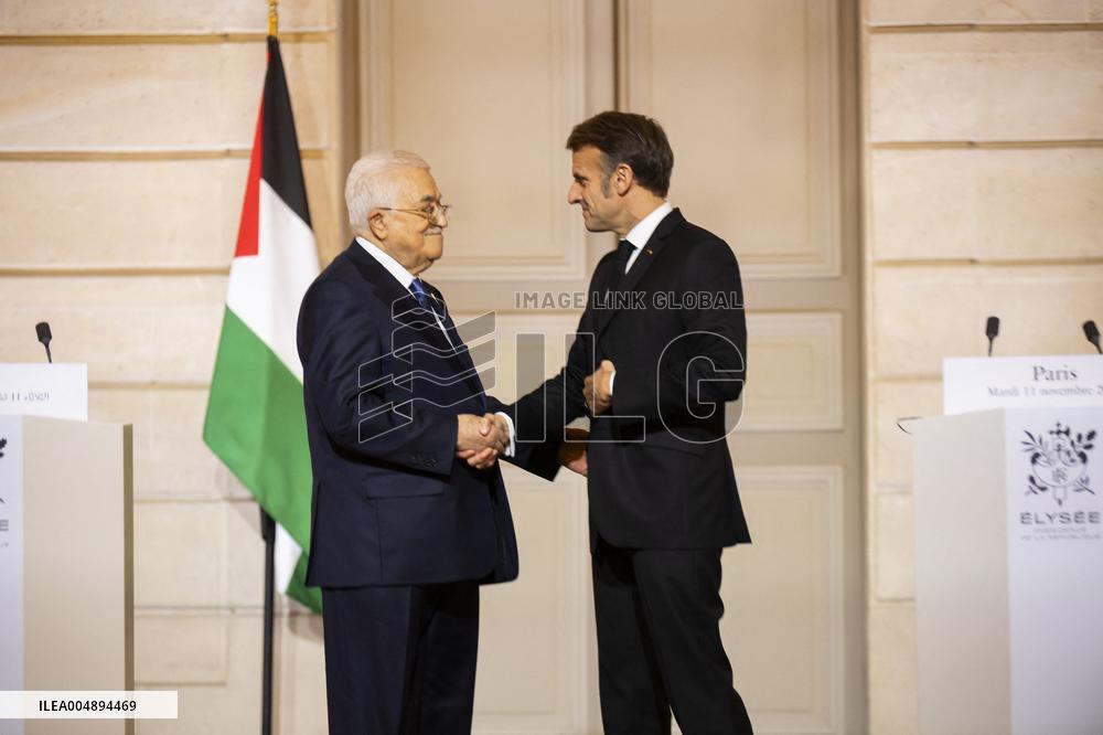 Macron and Mahmud Abbas Press Conf at Elysee Palace - Paris