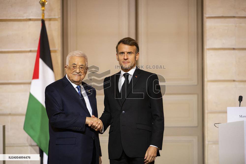 Macron and Mahmud Abbas Press Conf at Elysee Palace - Paris