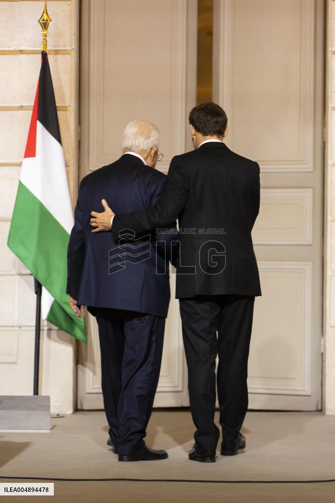 Macron and Mahmud Abbas Press Conf at Elysee Palace - Paris