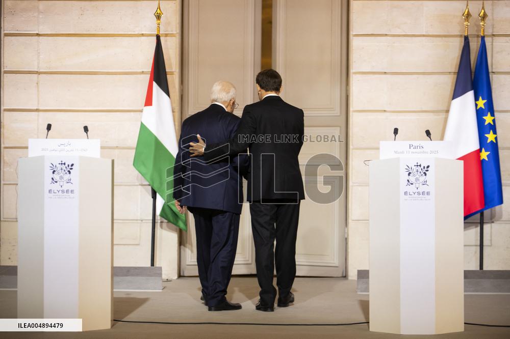 Macron and Mahmud Abbas Press Conf at Elysee Palace - Paris
