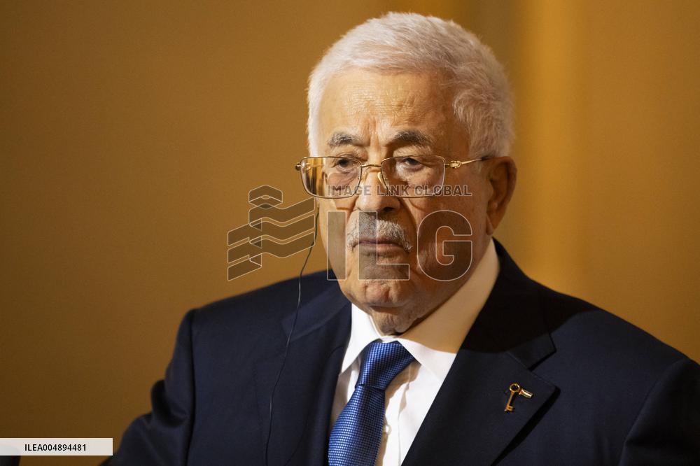 Macron and Mahmud Abbas Press Conf at Elysee Palace - Paris