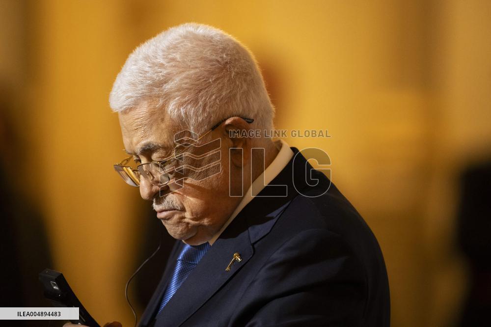 Macron and Mahmud Abbas Press Conf at Elysee Palace - Paris