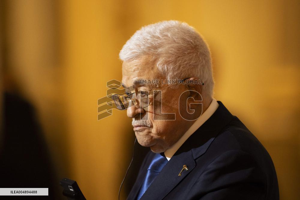 Macron and Mahmud Abbas Press Conf at Elysee Palace - Paris