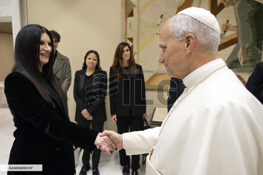 Pope Leo XIV Meets Italian Pop Queen Laura Pausini - Vatican