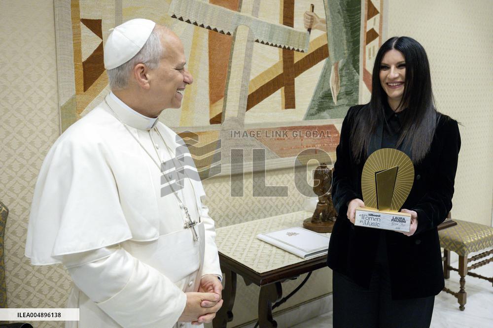 Pope Leo XIV Meets Italian Pop Queen Laura Pausini - Vatican