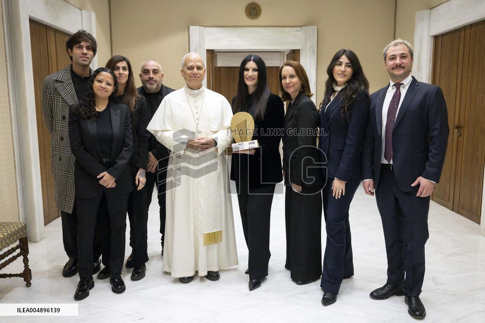 Pope Leo XIV Meets Italian Pop Queen Laura Pausini - Vatican