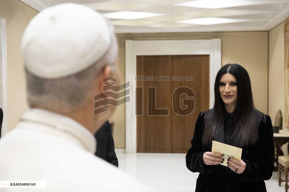 Pope Leo XIV Meets Italian Pop Queen Laura Pausini - Vatican