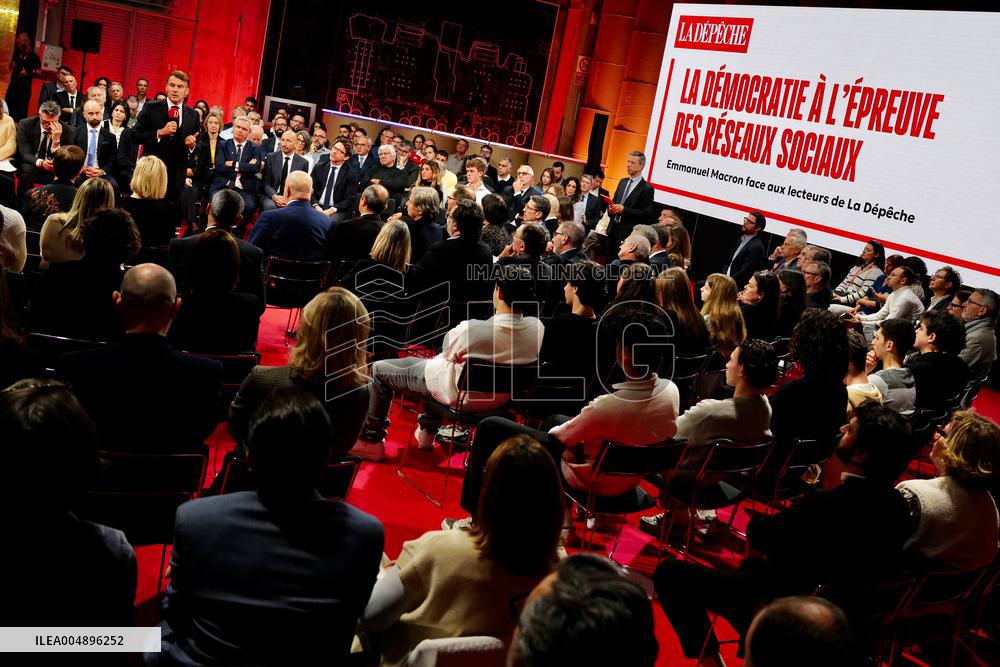 President Macron Meets Readers of La Depeche du Midi - Toulouse