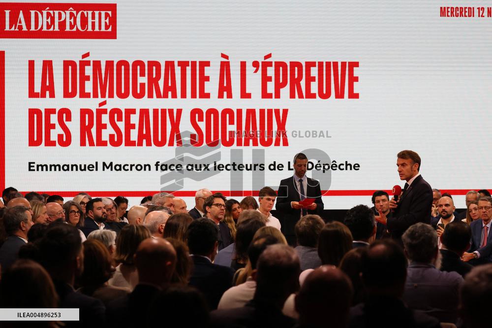 President Macron Meets Readers of La Depeche du Midi - Toulouse