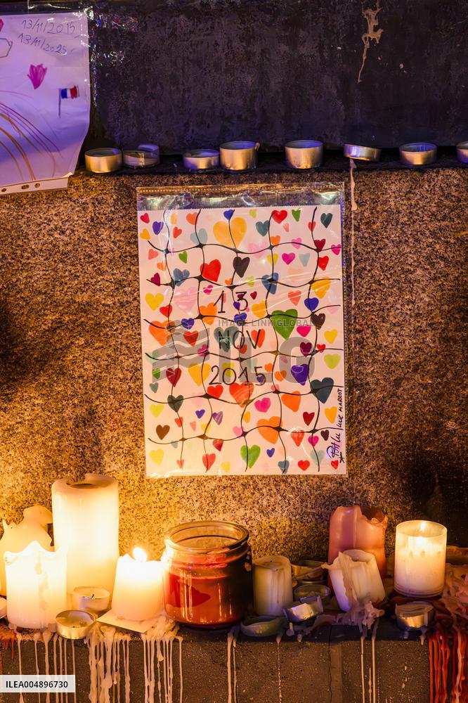 Tribute to November 13 at Republique Square - Paris