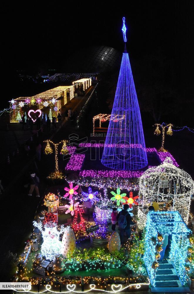 Flower park lit up in western Japan