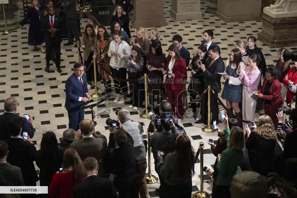 Speak Johnson Presser After US House Vote to Reopen the US Government