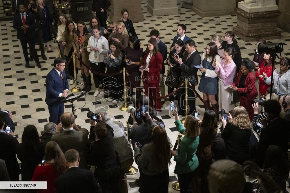 Speak Johnson Presser After US House Vote to Reopen the US Government