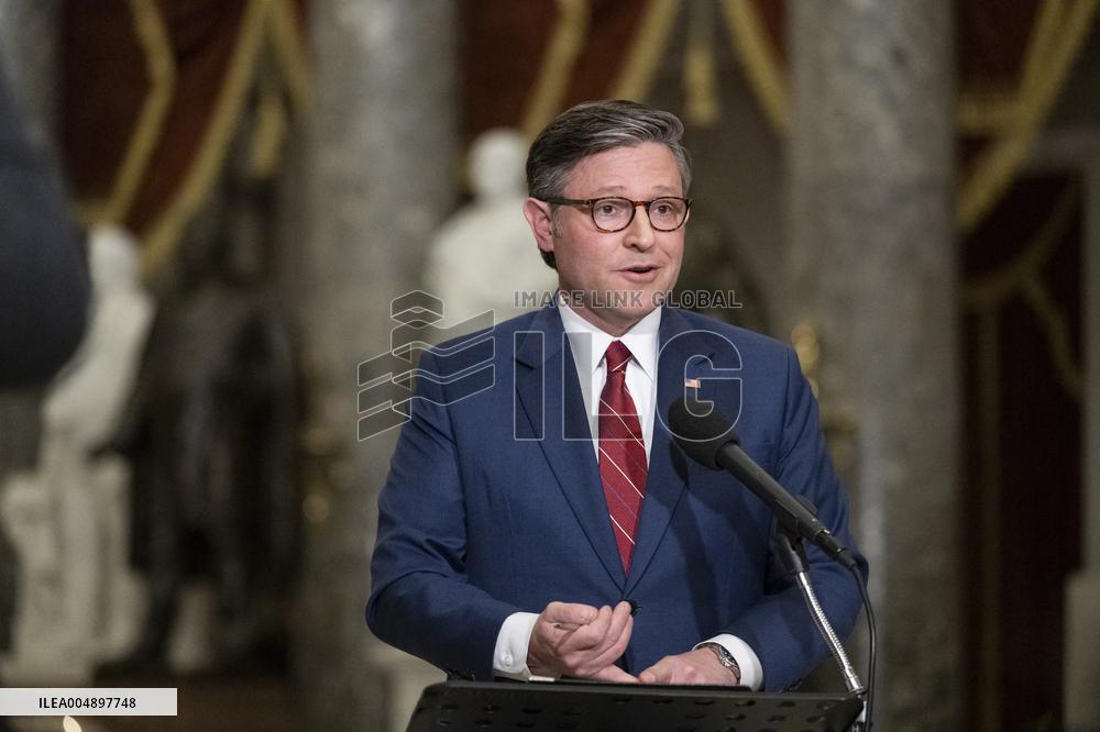 Speak Johnson Presser After US House Vote to Reopen the US Government
