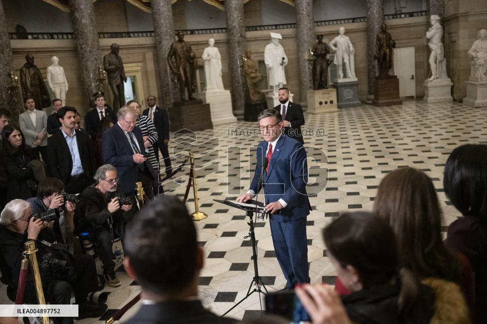 Speak Johnson Presser After US House Vote to Reopen the US Government