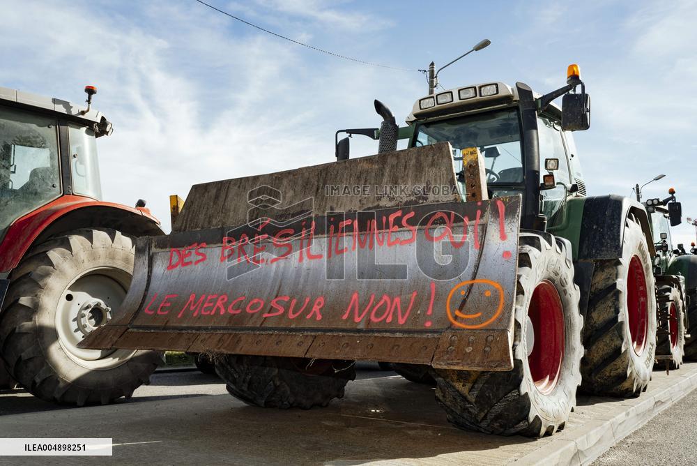 Farmers Mobilize Against Macron In Toulouse - France