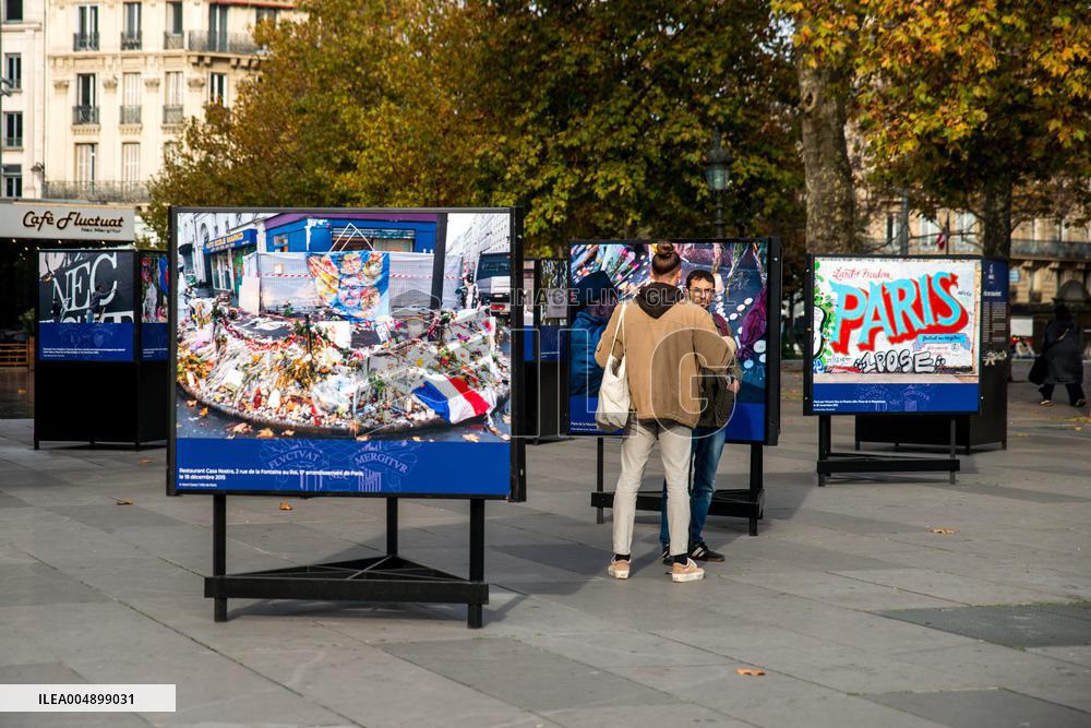 Tribute to November 13 at Republique Square - Paris