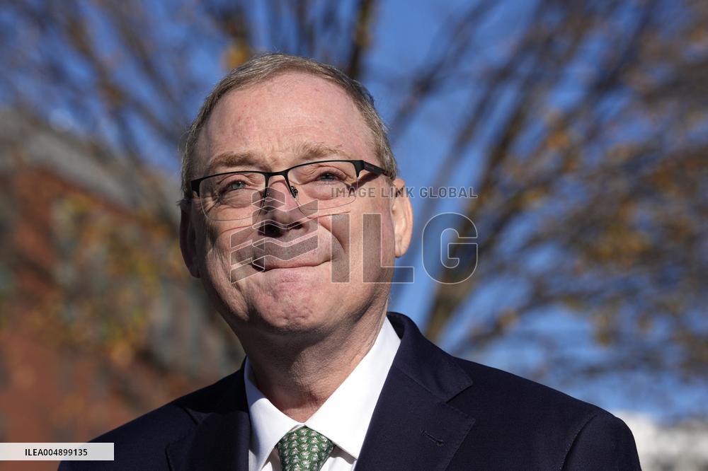Kevin Hassett speaks with reporters - Washington