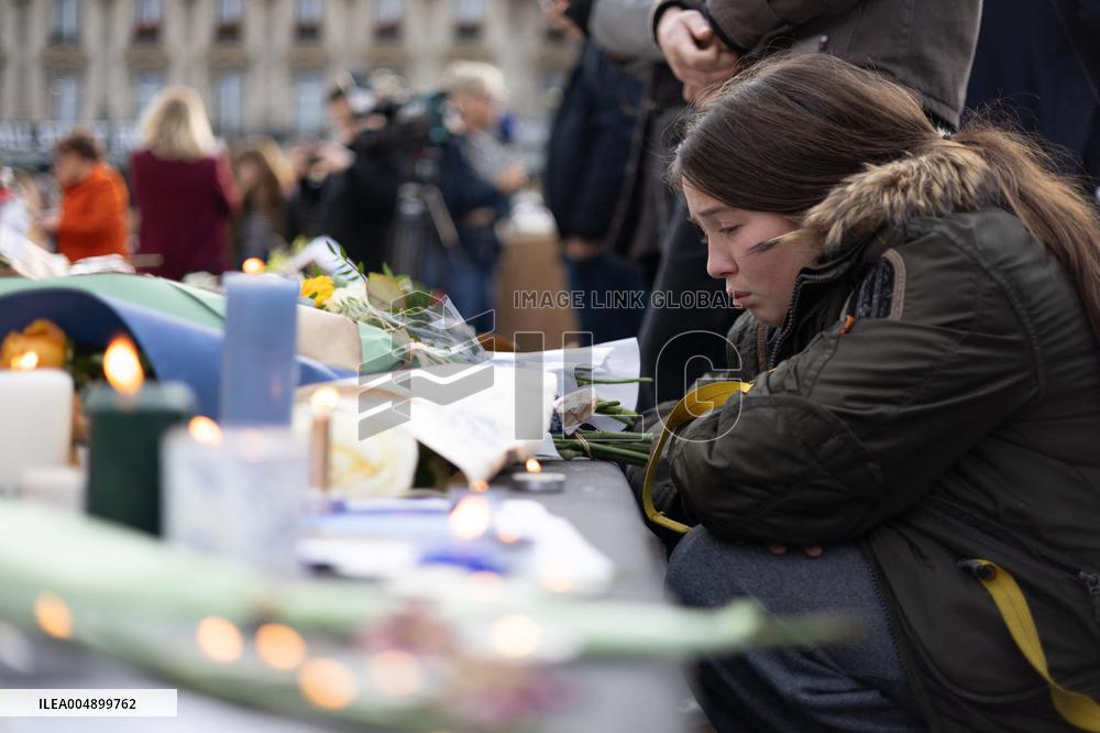 13 november memorial at the Place de la Republique - Paris