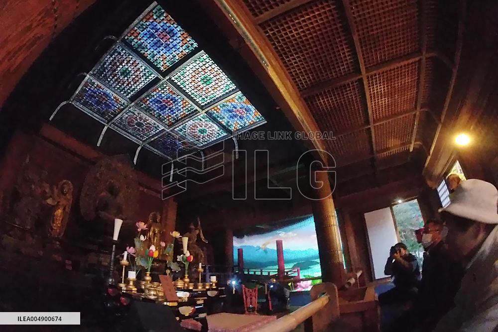 Special light-up at temple in northeastern Japan