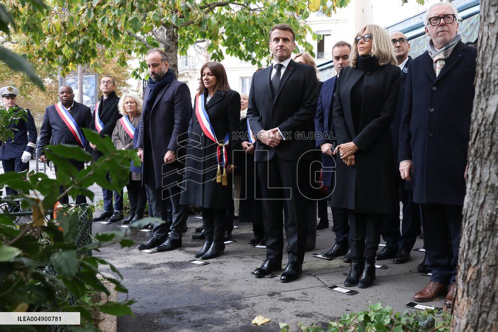 Tribute To Victims At La Bonne Biere - Paris