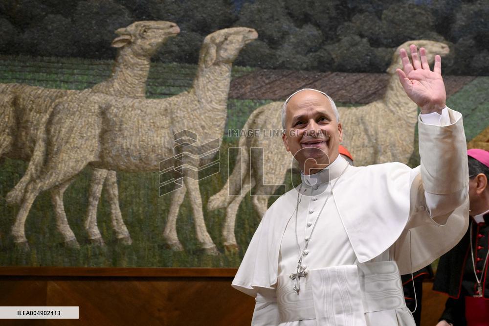 Pope Leo XIV At 2025-2026 Academic Year Opening Of The Aula Magna Of The Pontifical Lateran University - Rome