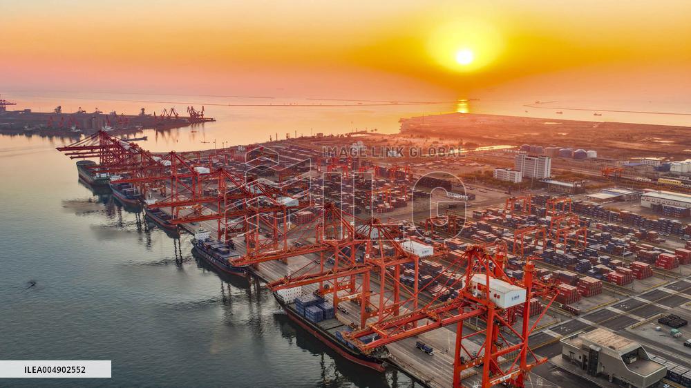 Cargo Containers At Longtan Area of Nanjing Port - China