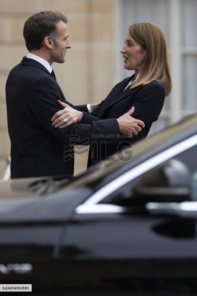 Emmanuel Macron and Roberta Metsola - Paris