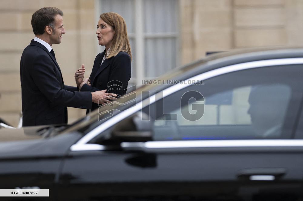 Emmanuel Macron and Roberta Metsola - Paris