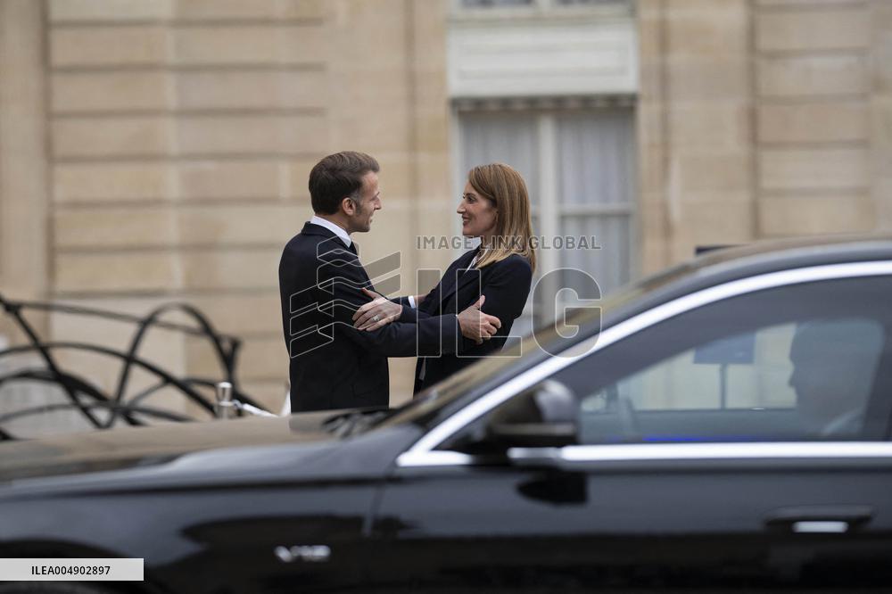 Emmanuel Macron and Roberta Metsola - Paris