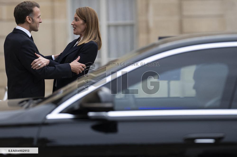 Emmanuel Macron and Roberta Metsola - Paris
