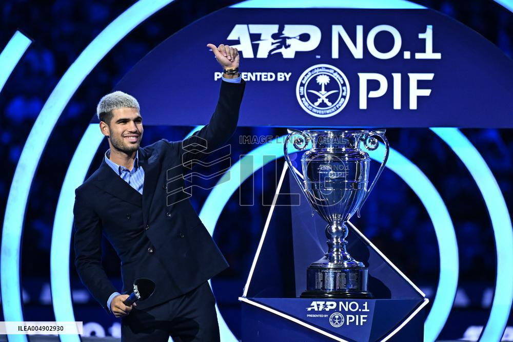Carlos Alcaraz Wins ATP Year End No.1 Trophy - Turin