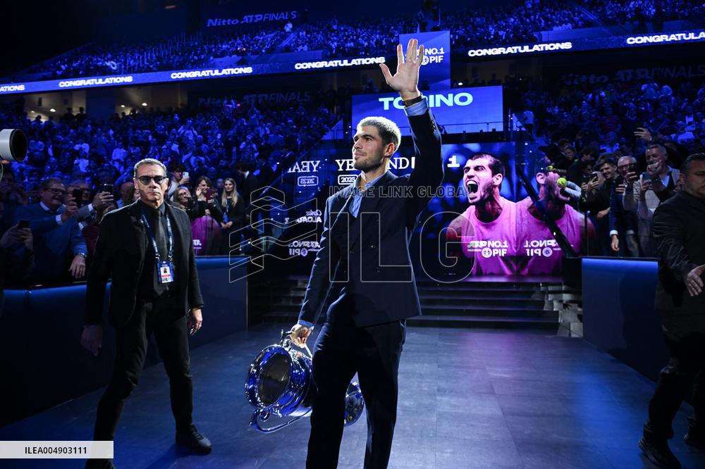 Carlos Alcaraz Wins ATP Year End No.1 Trophy - Turin