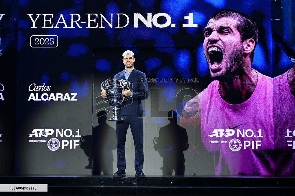 Carlos Alcaraz Wins ATP Year End No.1 Trophy - Turin