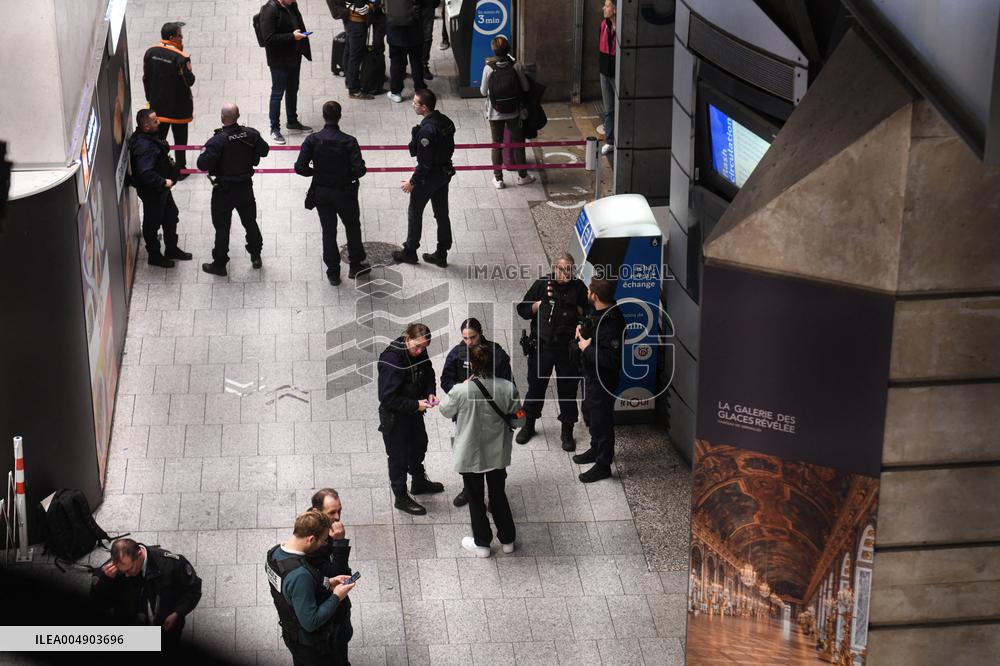 Illustrations Following Police Man Shooting Man Armed With Knife At Montparnasse Train Station - Paris