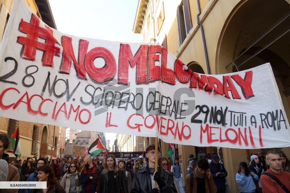 No Meloni Day demonstration - Bologna